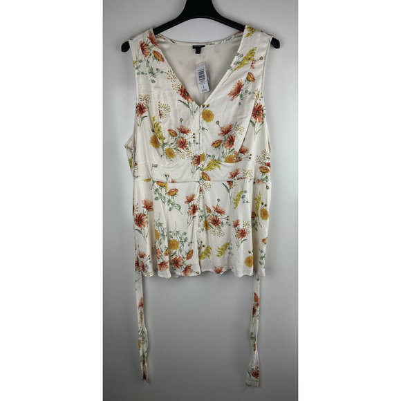 NWT Torrid Rayon Slub Button Up Waist Detail Tank Blouse Tie Floral Plus Size 4X - Picture 11 of 12